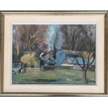 20th Century British school, study of Ashmore village, Dorset, idistinctly signed lr.left; oil on