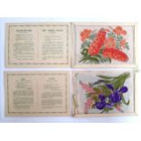 Two Kensitas silk flowers, postcard size, in original folders, Eschscholtzia and Ten Weeks Stock,