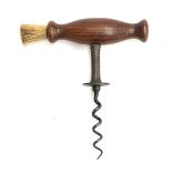 A 19th century corkscrew with steel helix marked G.F Hipkins, hardwood turned handle with badger