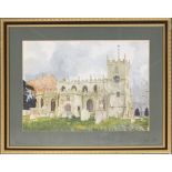 Local Interest: James Lynch, watercolour of Beaminster church, signed and dated 1976, 40x57cm