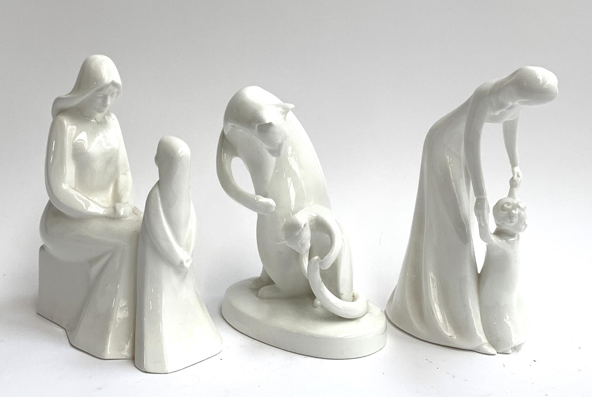 Three Royal Doulton figurines, 'First Steps', 23cmH, 'Playtime', 'Mother and Daughter' 23cmH