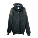 A Black Sheep Norfolk wool jumper with zip collar and suede patches