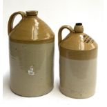 Two stoneware loop handled flagons, the larger marked JW Fitch, the brewery, Bromsgrove, 38cmH,