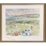 After George Houghton, print of golfers, 'Squall at Hell Bunker on the old course, St Andrews',