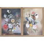 A pair of 20th century floral studies, oil on board, each 31x21.5cm