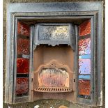 An Edwardian tiled cast iron fire surround, 92x97cmH