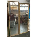 Two gilt framed mirrors, one with beveled glass, each 110cmH and 115cmH