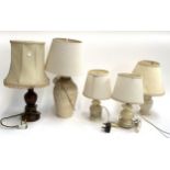 A pair of small table lamps together with 3 others, the tallest 48cmH (5)