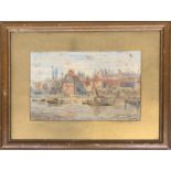 JJ Trego (19th century), watercolour, fishing boats on a quay, signed and dated 1900 lower right,