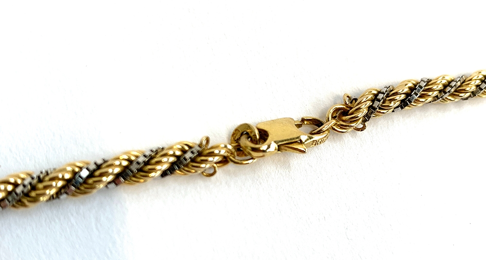 A 9ct gold and white metal tassel necklace, the clasp marked 375, 23.4g - Image 2 of 2