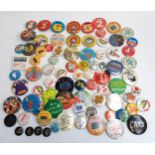 A quantity of vintage badges to include McDonalds, Channel 4, Burger king, Selfridges, Christmas,