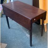 A 19th century mahogany pembroke table, on square moulded legs, 97x46x73cmH