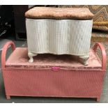 A Lloyd Loom blanket box with upholstered seat; together with one other (2)