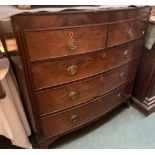 A 19th century bowfront mahogany chest, two short over three long drawers, 111x54x112cmH