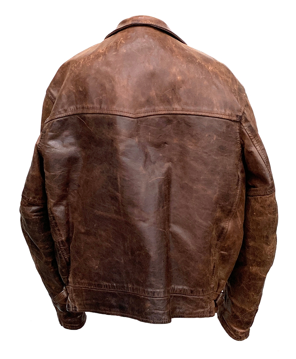 An Aero Leather Co. genuine front quarter horse hide brown leather flying jacket with wool cheque - Image 2 of 2