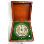 A Sandown horse racing game by F H Ayres, London in square wooden case comprising roulette style