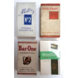 Four cigarette packets containing original cigarettes to include Wills Woodbine (still sealed),