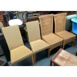 A pair of Lloyd Loom wicker chairs, together with a further pair of wicker chairs
