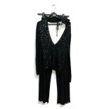 An Apostrophe size M sequinned hooded top; together with a white sequinned vest and black evening