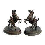 A pair of spelter figures of the Marly horses, each 21cmH