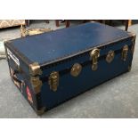 A travel trunk with stickers, 92x52x35cmH