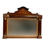 A 19th century rosewood and parcel gilt pier mirror, with marquetry cresting, 63x76cm