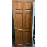 A pine six panel door, 76x198cm