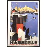 Roger Broders, 'Marseille', framed poster print, 98x62cm