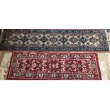 A small Keshan runner, 60x180cm; together with one other, 240x60cm (2)