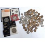 A quantity of British pre decimal coins to include three pence, one shilling, half crown,