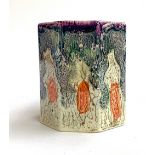 An Art Deco New Hall pottery octagonal lustre vase, 10cmH