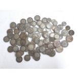 A quantity of pre 1947 British silver coins to include One shilling, two shilling, sixpence,