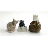 Three Royal Copenhagen mice, no. 1081, 510 and 511, the tallest 6.5cmH