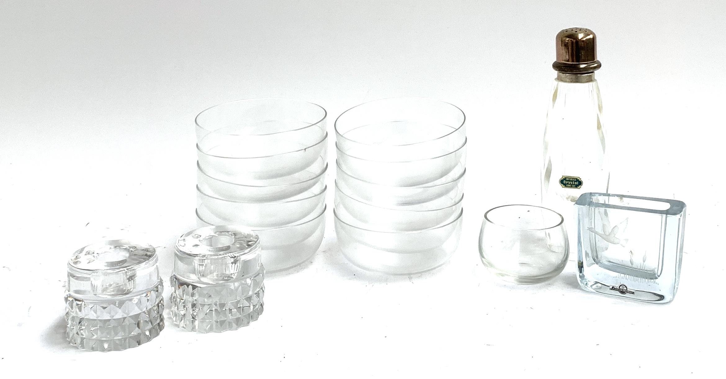 A collection of 10 baccarat glass finger bowls, 11.5cmD, together with various other glass items
