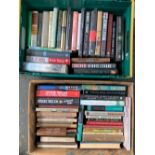 Two mixed boxes of hardback fiction books mainly modern first edition to include poetry, crime etc