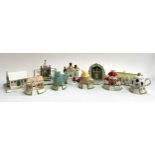 A lot of ten various Coalport ceramic cottages to include Teapot Cottage, Robert Burns' Cottage,