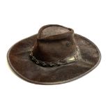 An Australian genuine leather Jacaru hat by Coastline Hat Co, size 7 1/2