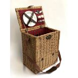 A wicker picnic hamper with contents, 42.5cmH