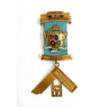 An 18ct gold 1959-1960 Masonic Lodge of St. John & St Paul medal, decorated with enamel crest and