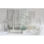 A mixed lot of large glass vases to include a pair, 44cmH