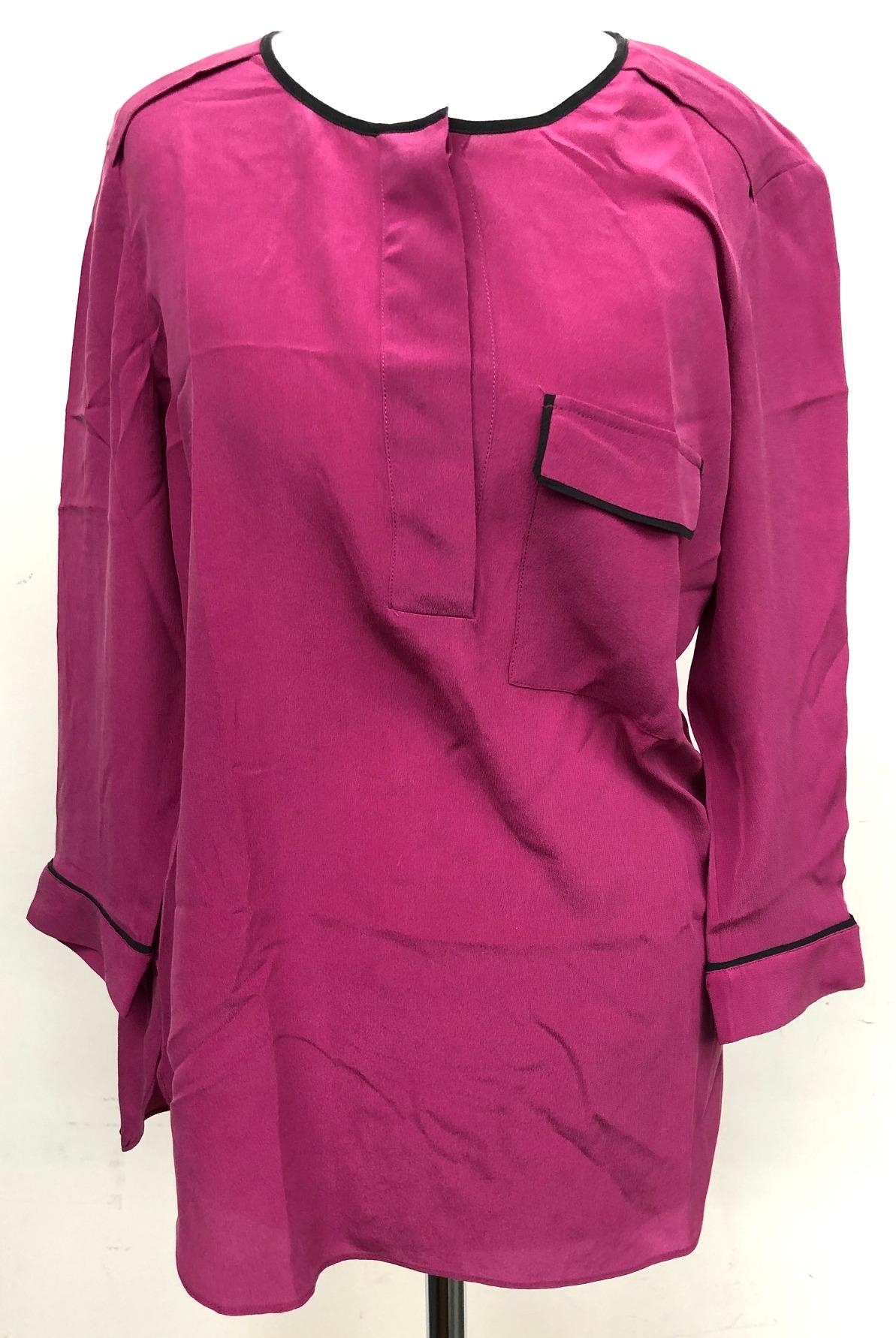 Two Gerard Darel three quarter sleeve silk blouses in white and fuchsia, each size 36 - Image 2 of 2