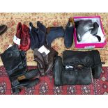 A pair of Gabor size 4.5 black ladies boots; a pair of ladies hush puppies size 5; a pair of blue
