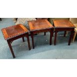 A pair of George III style reproduction occasional tables, on square section legs (af), 50x50x60cmH;