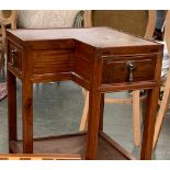 A Chinese hardwood corner what-not, with two drawers and an undershelf, 38x38cm 85cmH