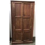 A scumble painted 19th century kitchen cupboard/larder, with two sets of fielded panel doors, on