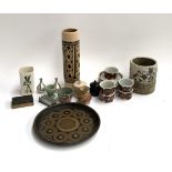 A mixed lot of ceramics to include Raymond pottery, Campden pottery, Cuban pottery, coffee cups