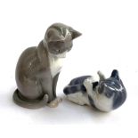Two Royal Copenhagen cat figurines, nos.1876 and 727