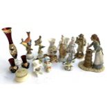 A quantity of figurines to include Capodimonte birds, crested china, Royal Worcester blue tit,