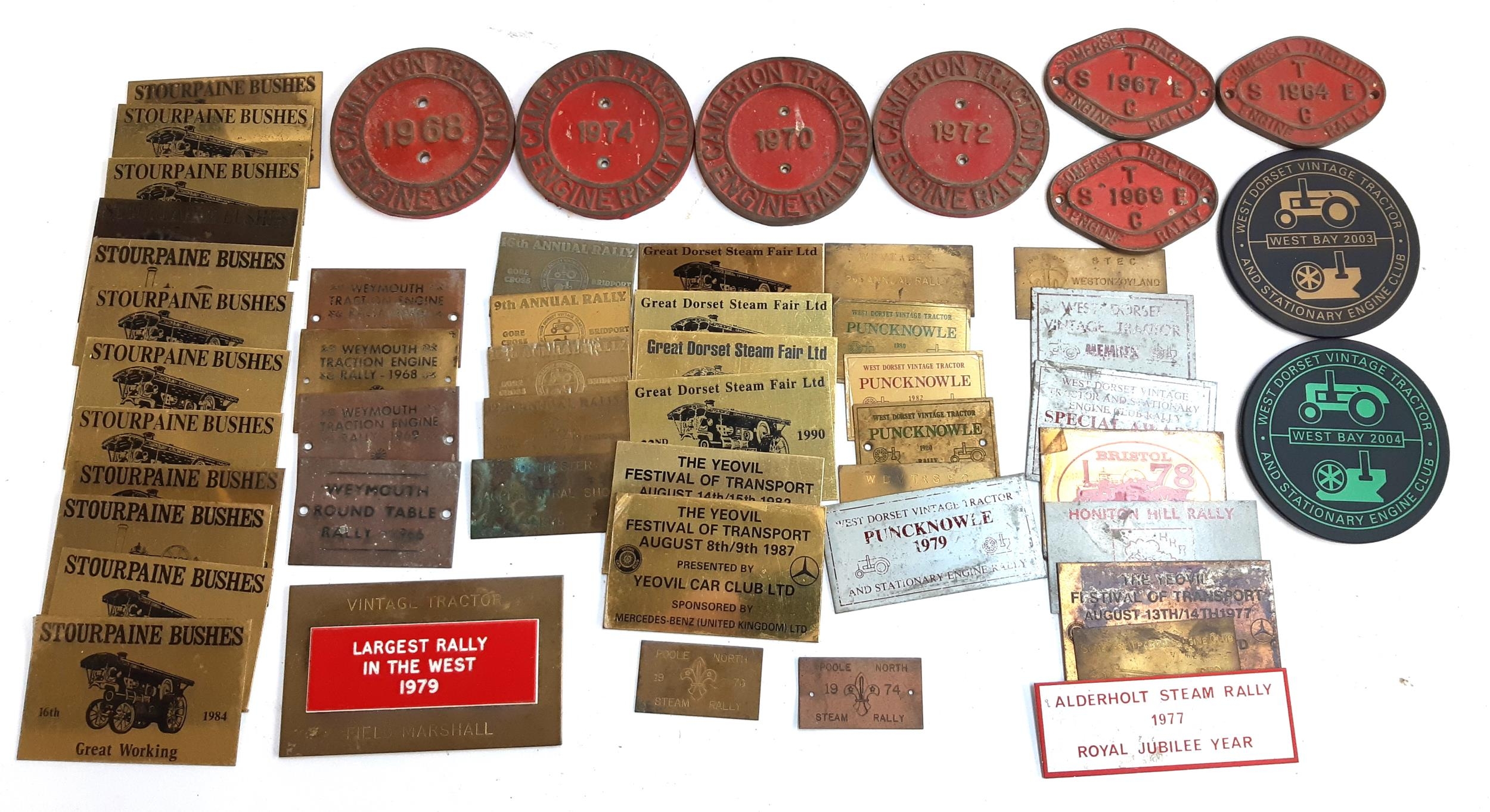 Local Interest: A quantity of Steam Rally and Traction Engine plaques from 1960s onwards to