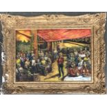 20th century, oil on board, diners, signed Arnald 1962, 36x53cm